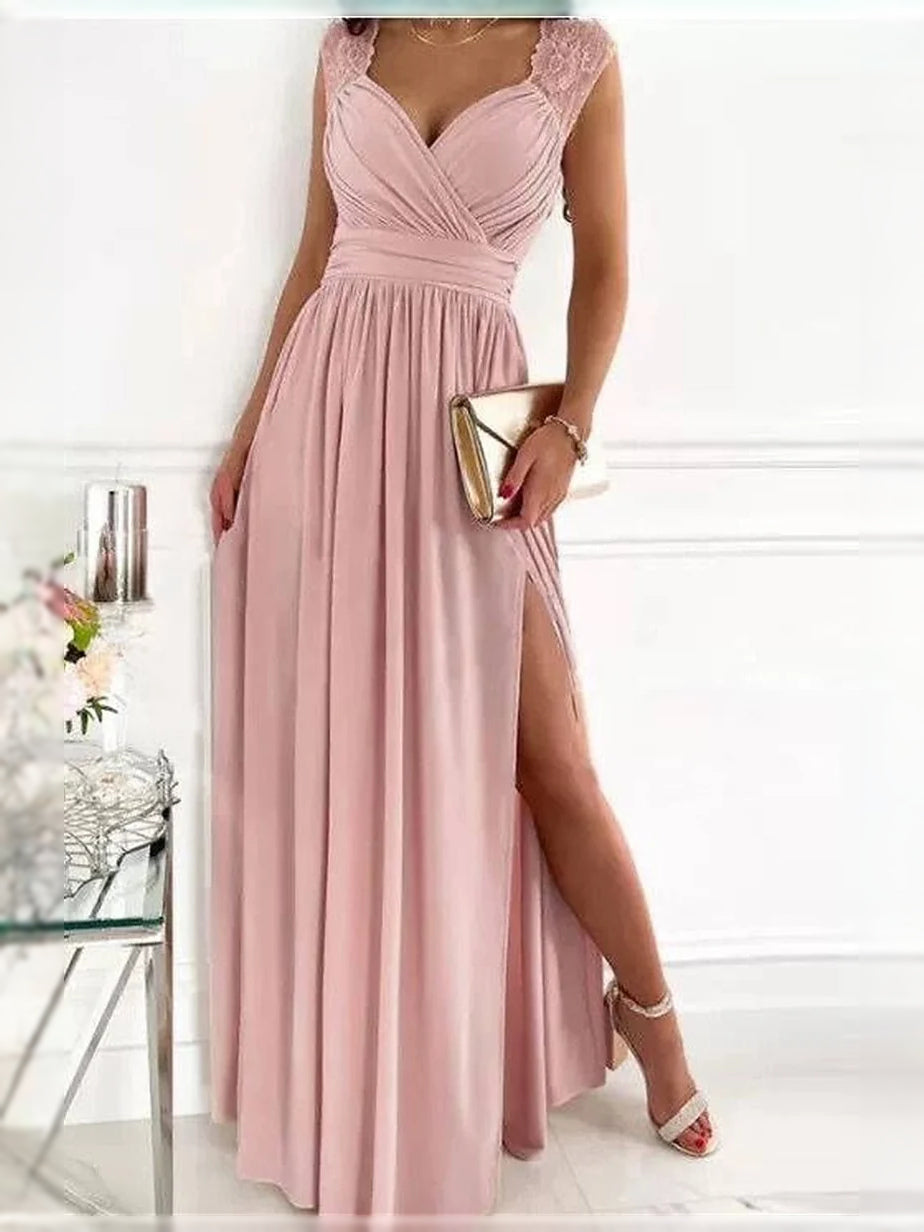 Lavender floor-length prom dress, alternate view showing the bodice and skirt
