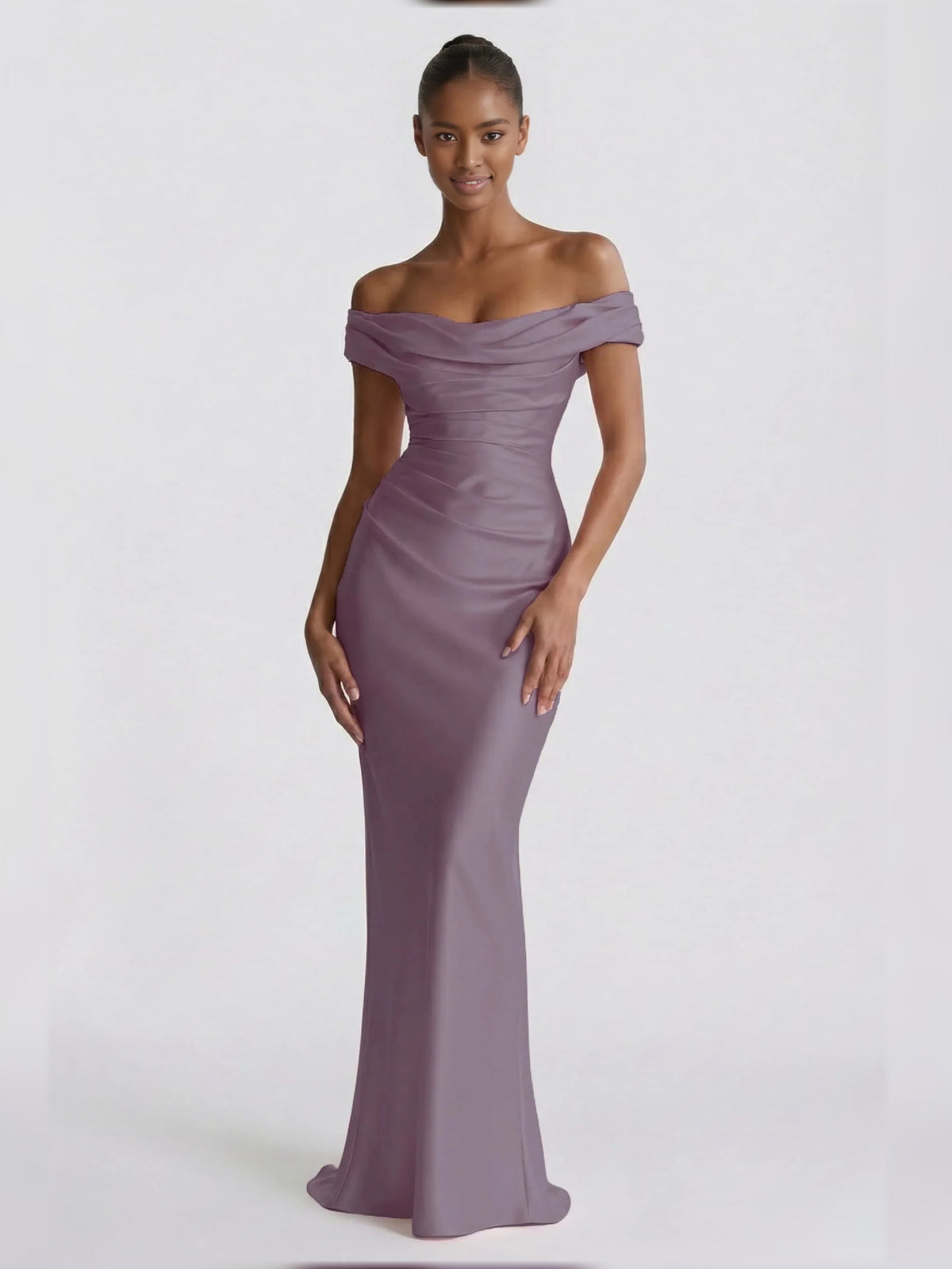 Dusk sheath floor-length formal dress with draping, alternate view