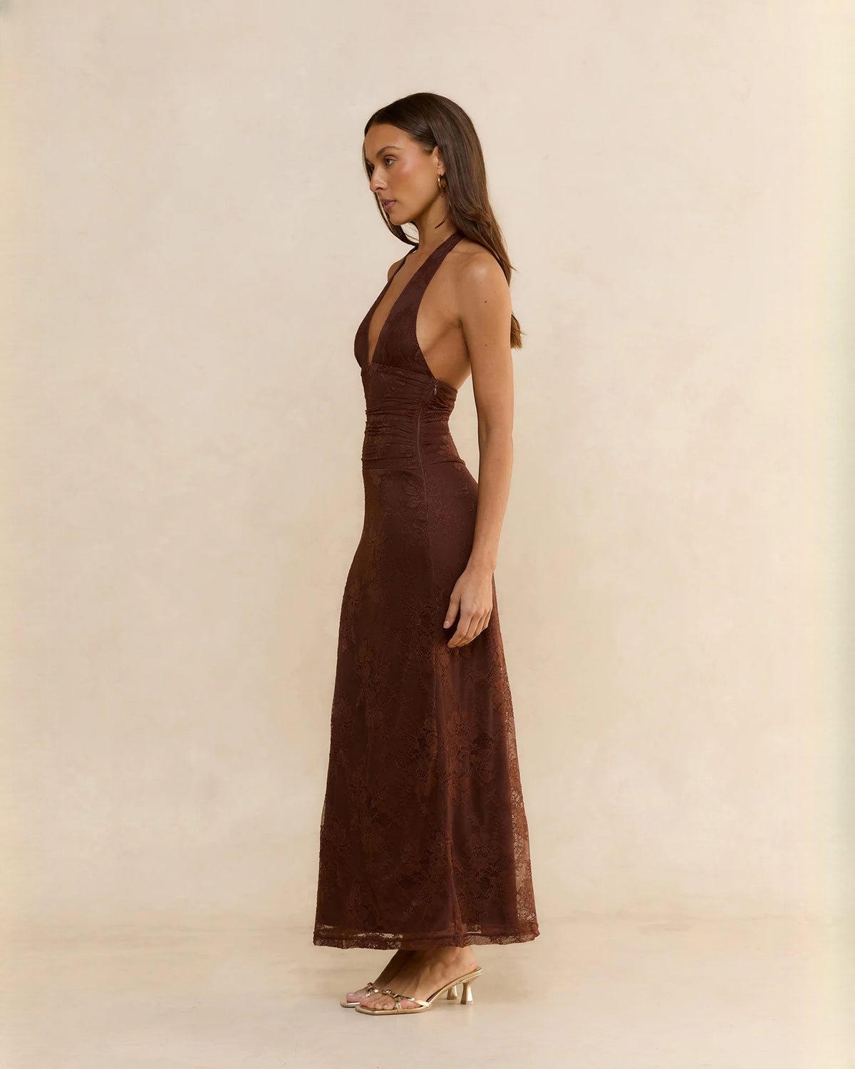 sleeveless mesh a-line maxi bridesmaid dress - image 8