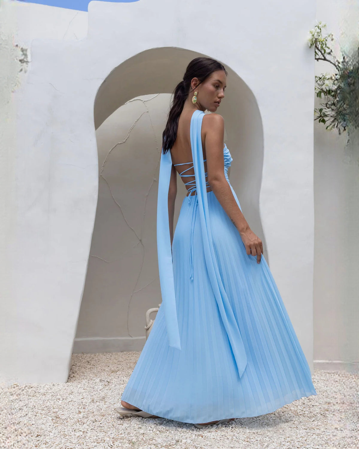 strapless chiffon a-line maxi bridesmaid dress - image 8