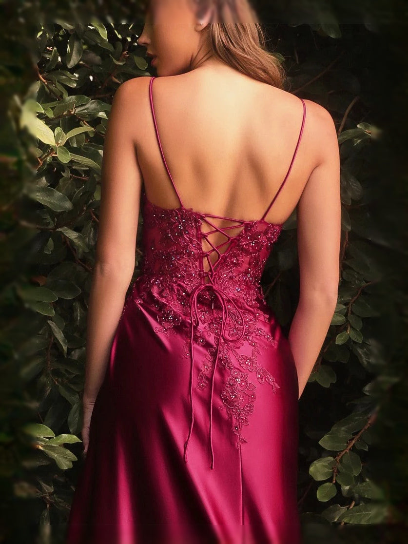 Black floor-length prom dress, alternate view showing the bodice and skirt from another angle