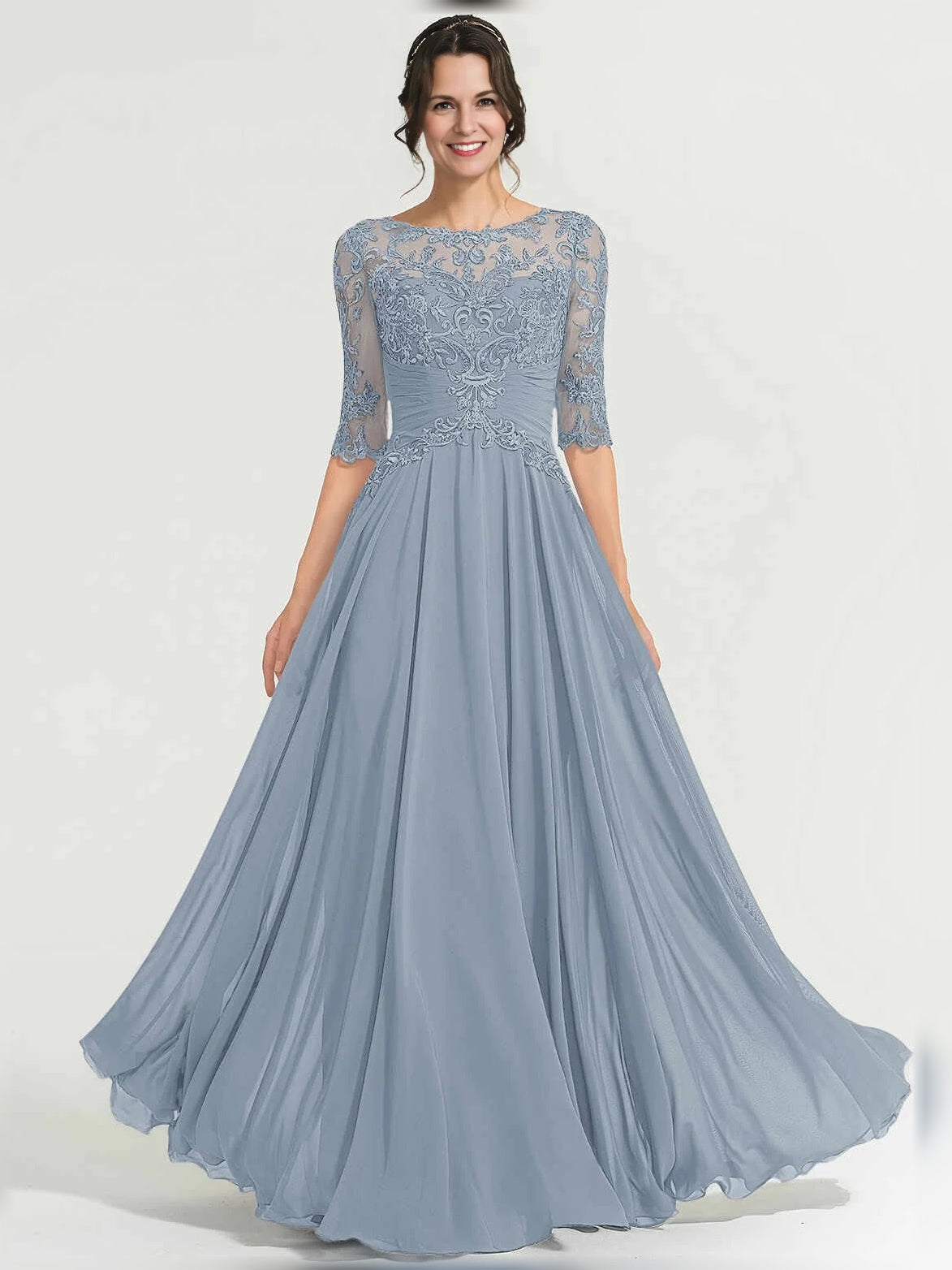 Stormy maxi mother of the bride dress, alternate view showing the bodice and skirt