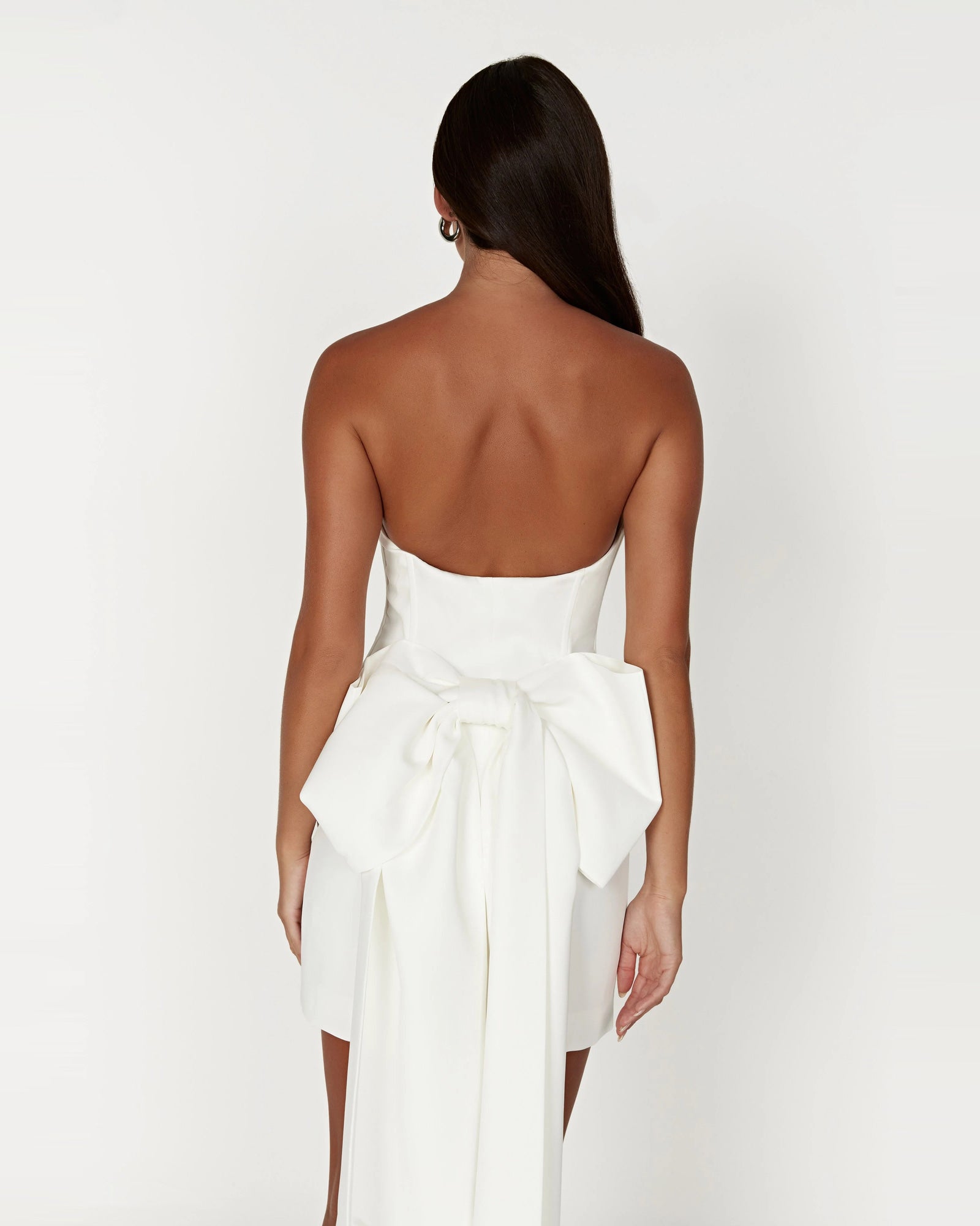 strapless sweetheart bow train homecoming dress - image 9
