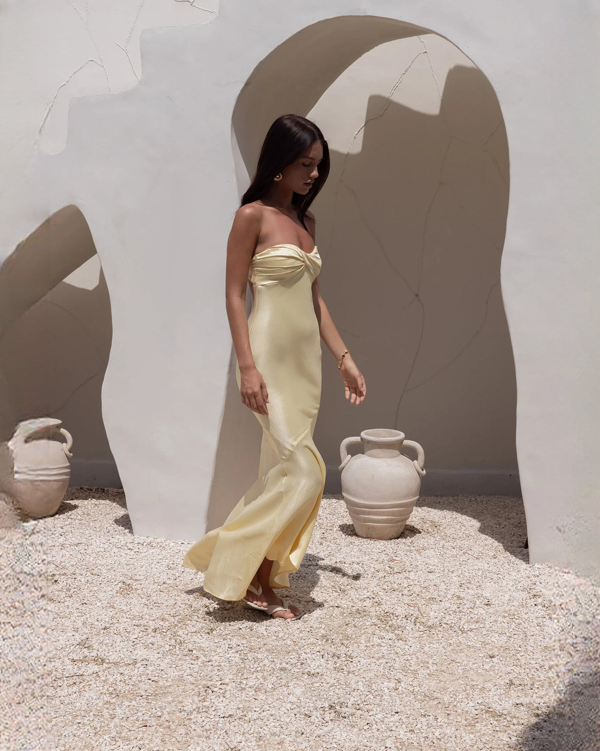 sleeveless satin a-line maxi bridesmaid dress - image 9