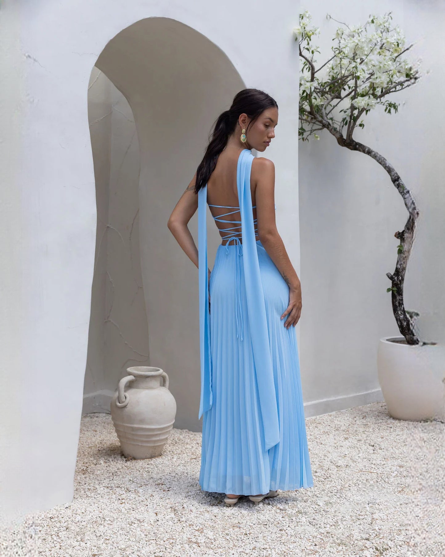 strapless chiffon a-line maxi bridesmaid dress - image 9