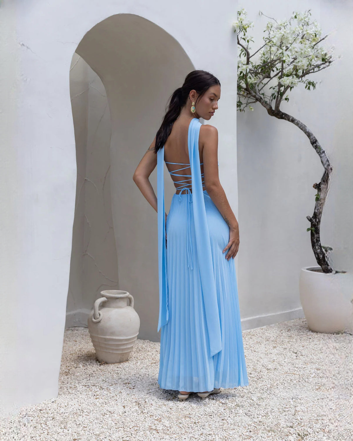 strapless chiffon a-line maxi bridesmaid dress - image 9