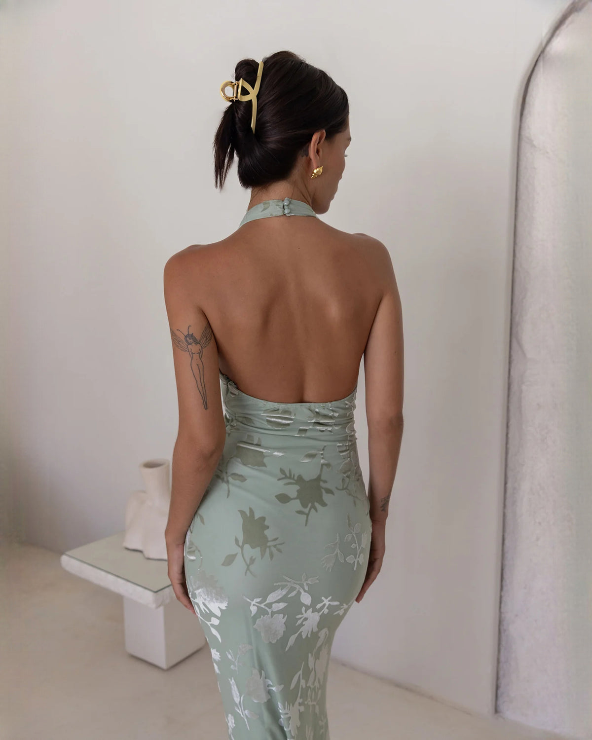 sleeveless mesh a-line maxi bridesmaid dress - image 9