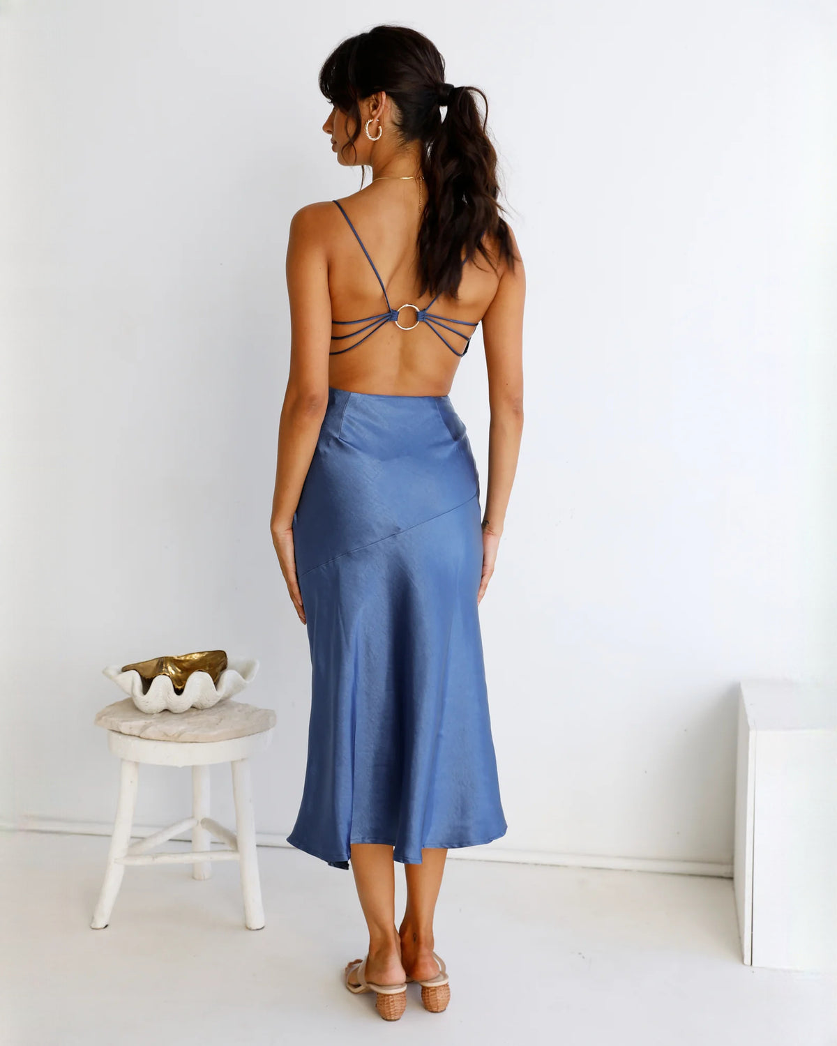 sleeveless satin a-line maxi bridesmaid dress - image 9