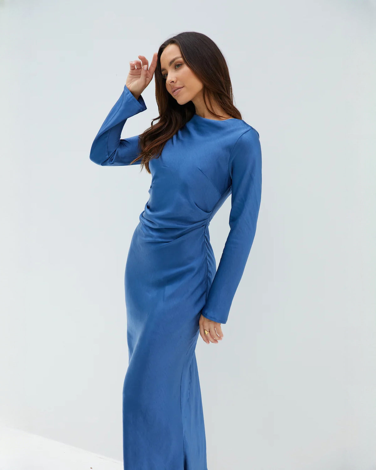 sleeveless satin a-line midi bridesmaid dress - image 9
