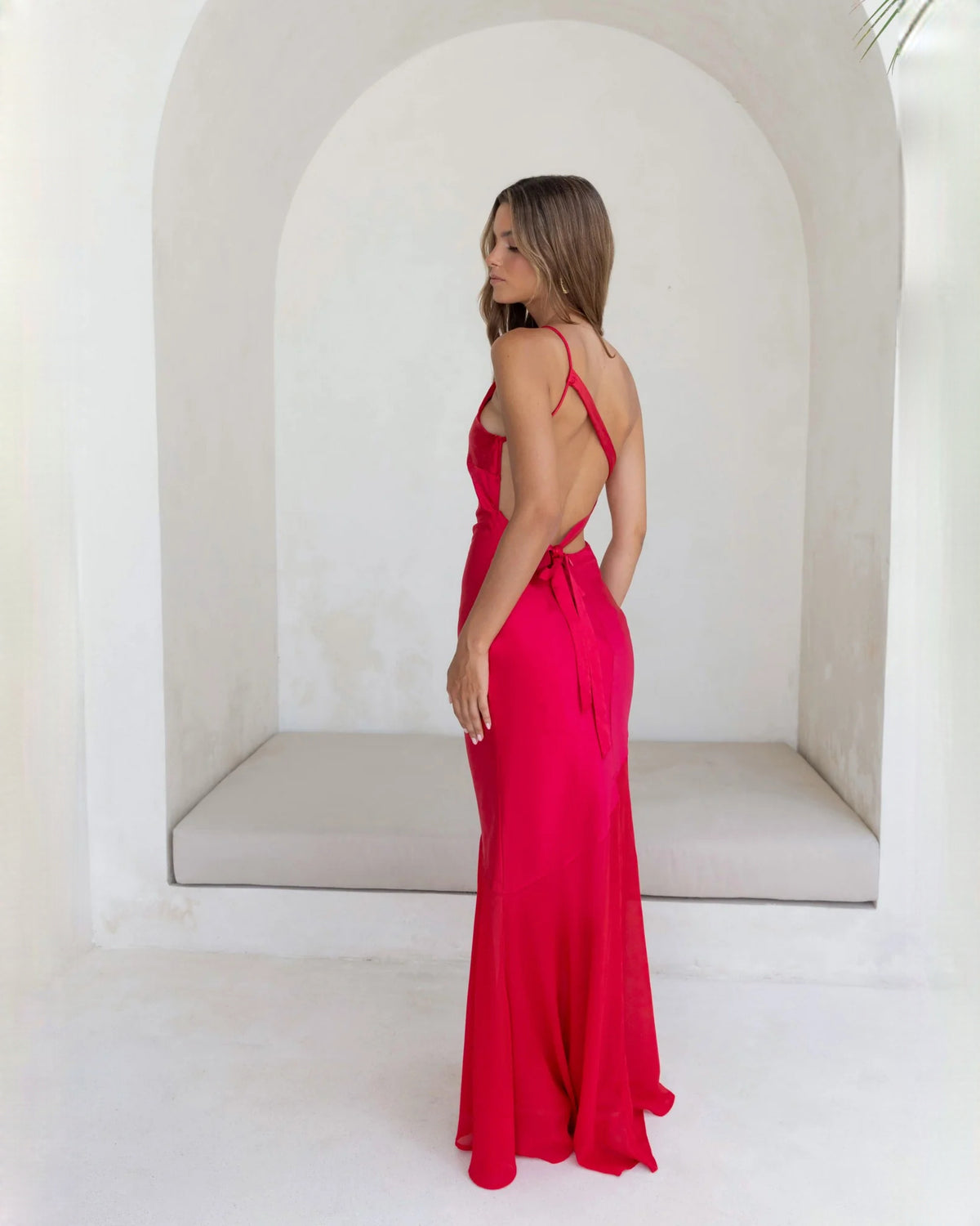 one-shoulder satin a-line maxi bridesmaid dress - image 9
