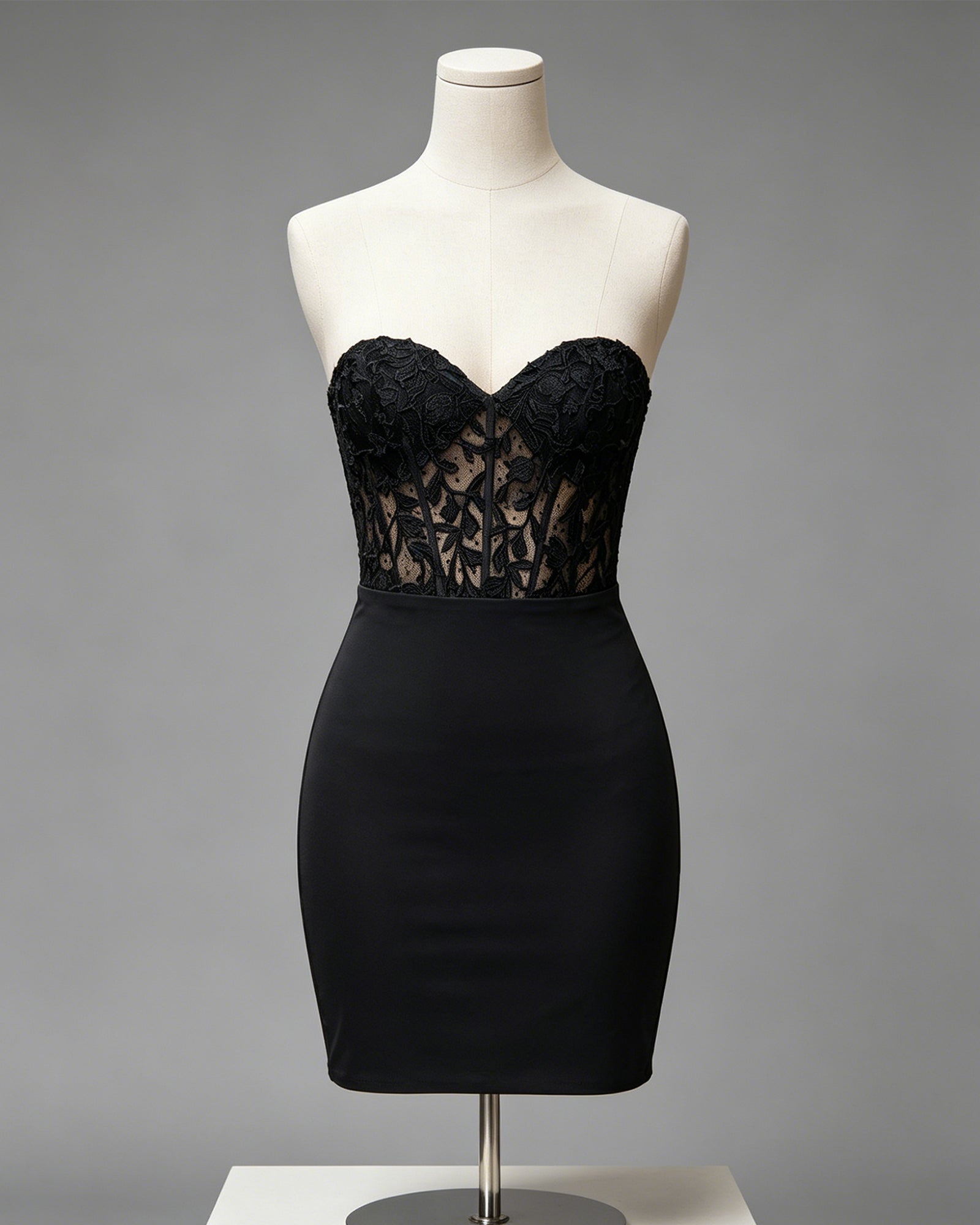 Strapless Lace Corset Bodycon Homecoming Dress - view 1