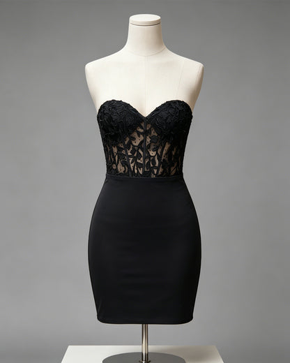 Strapless Lace Corset Bodycon Homecoming Dress - view 1