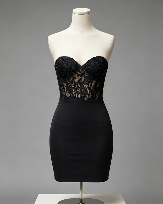 Strapless Lace Corset Bodycon Homecoming Dress - view 1