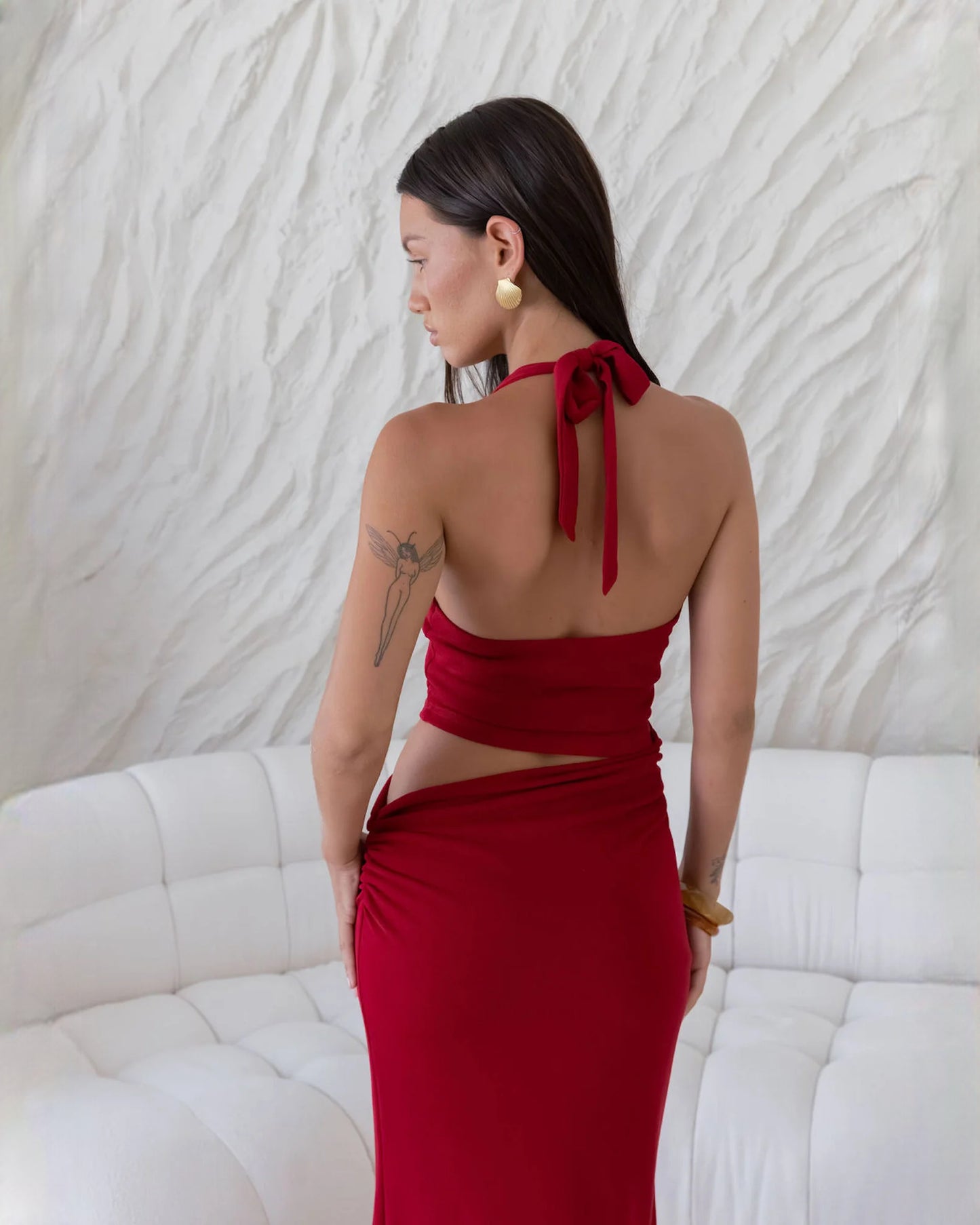 sleeveless satin a-line maxi bridesmaid dress - image 10