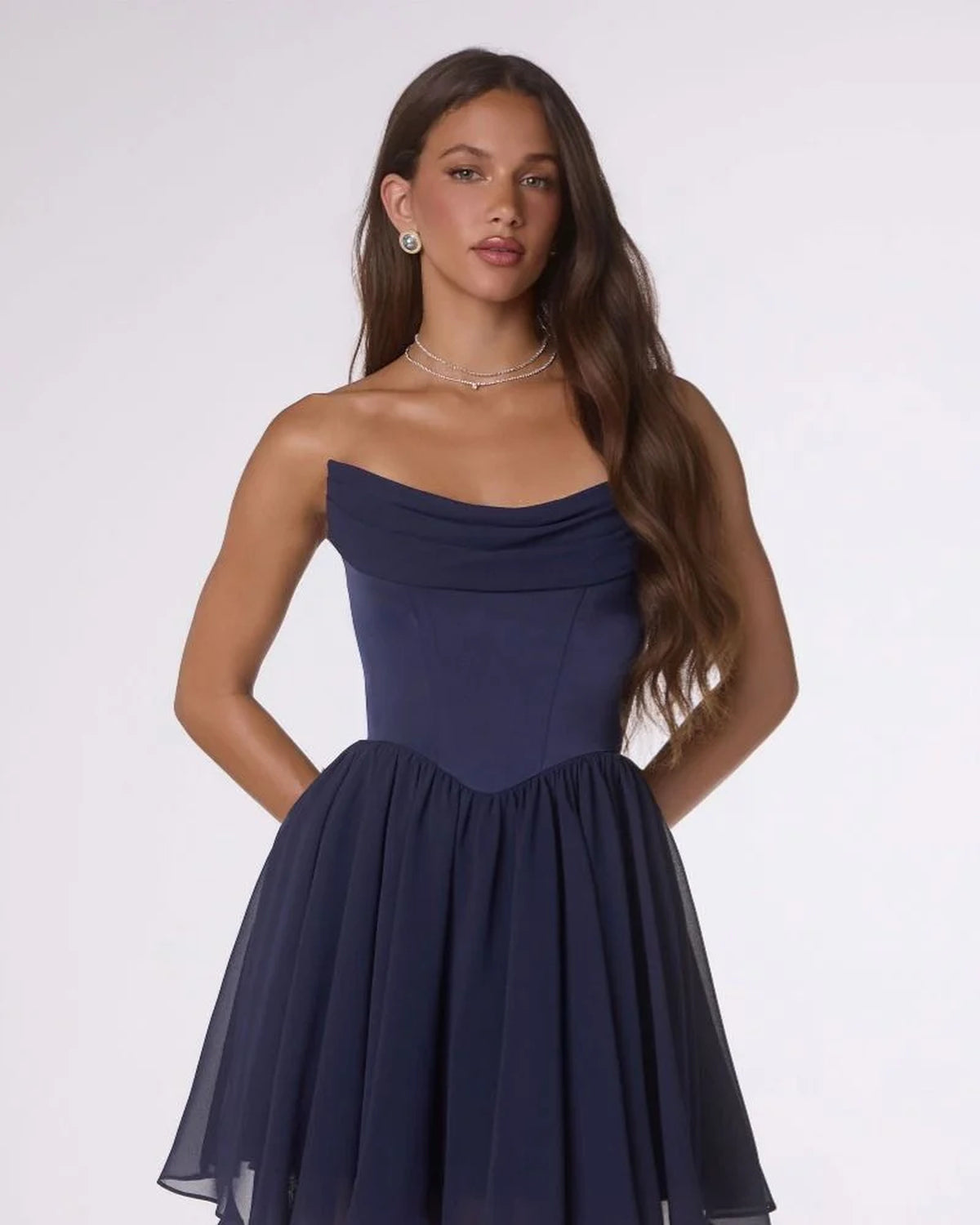 reese chiffon satin with scarf 1 mini homecoming dress - image 11