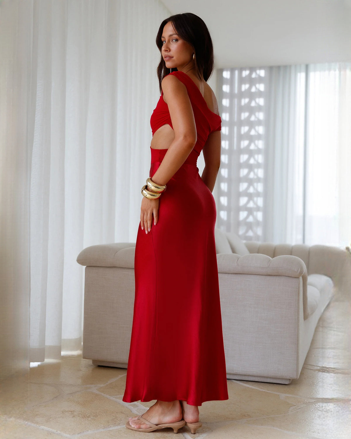 sleeveless satin a-line maxi bridesmaid dress - image 11