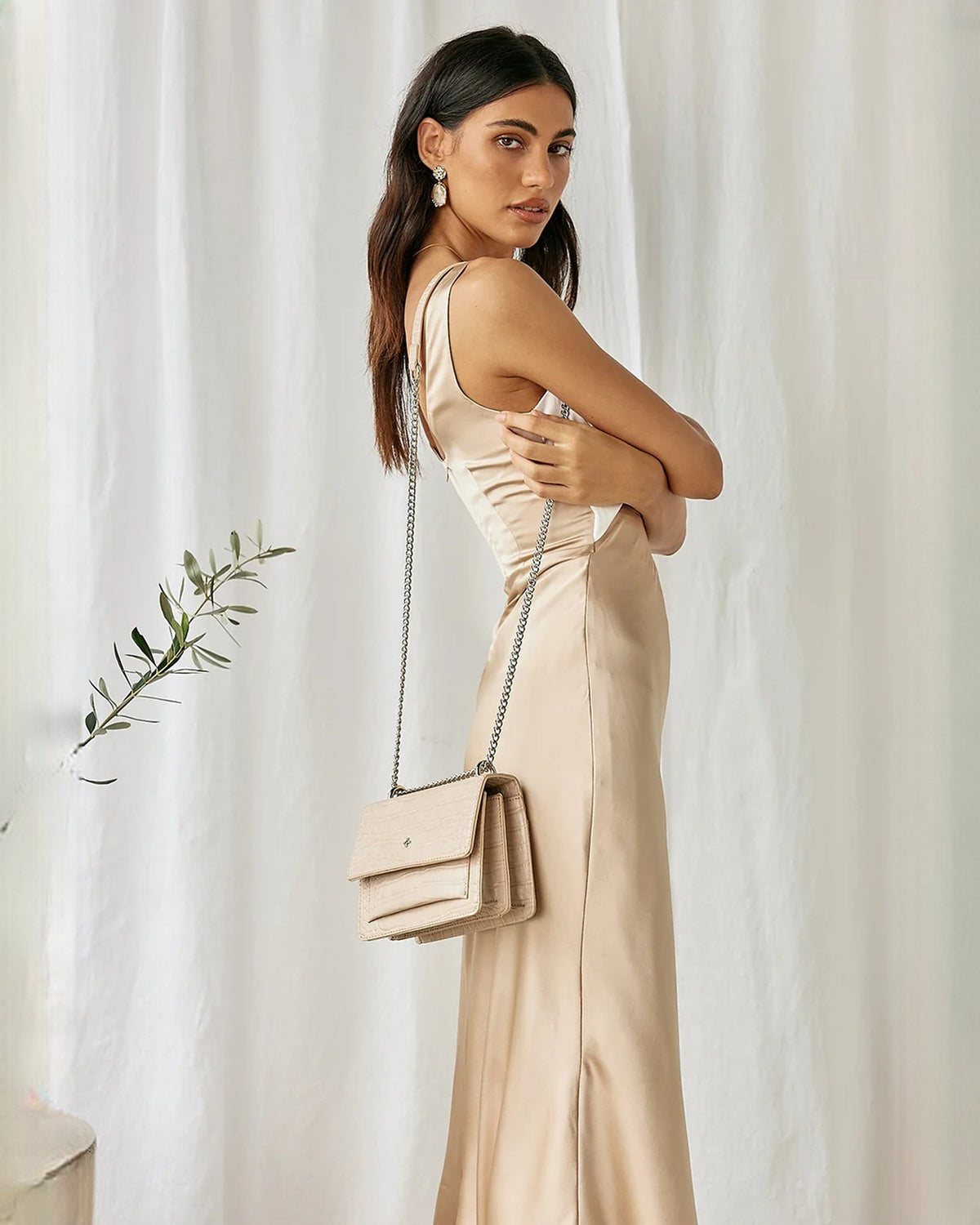 sleeveless satin a-line maxi bridesmaid dress - image 11