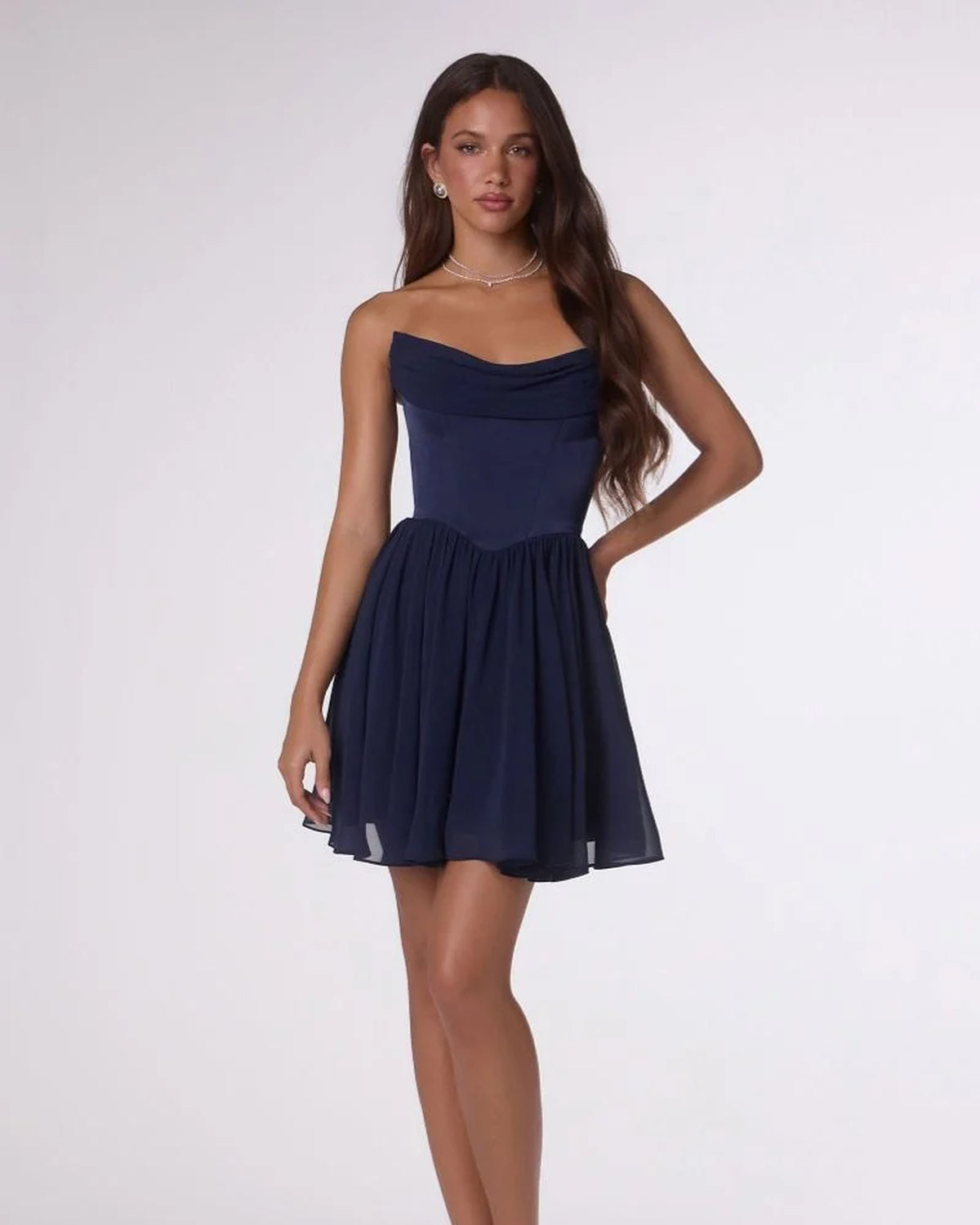 reese chiffon satin with scarf 1 mini homecoming dress - image 12