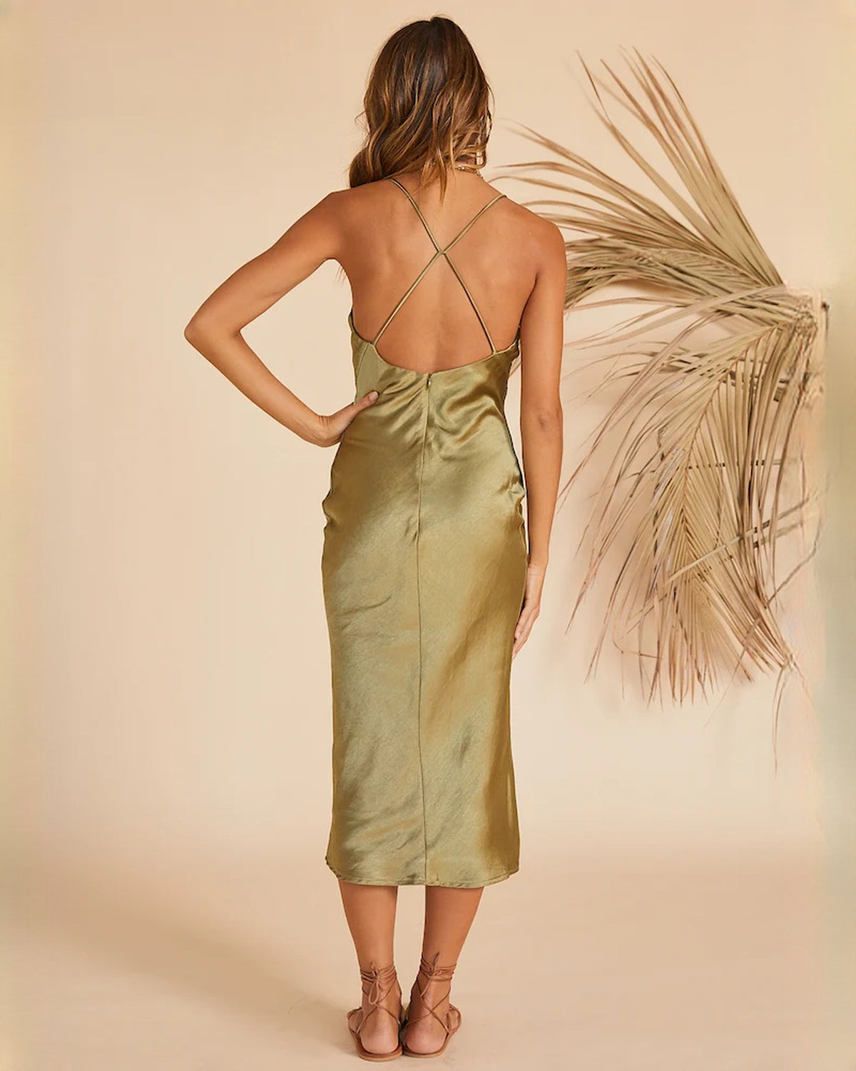 sleeveless satin a-line midi bridesmaid dress - image 12