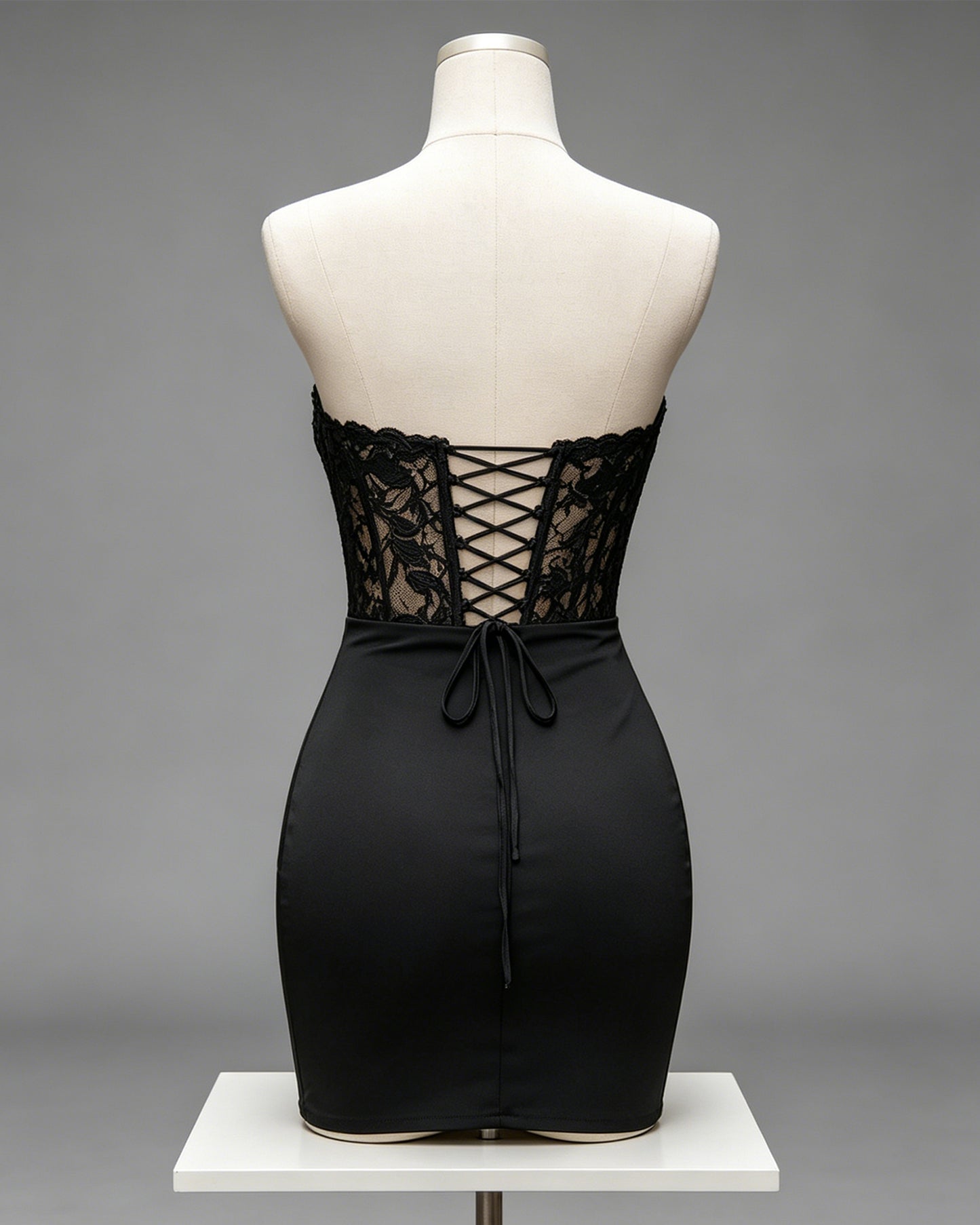 Strapless Lace Corset Bodycon Homecoming Dress - view 2