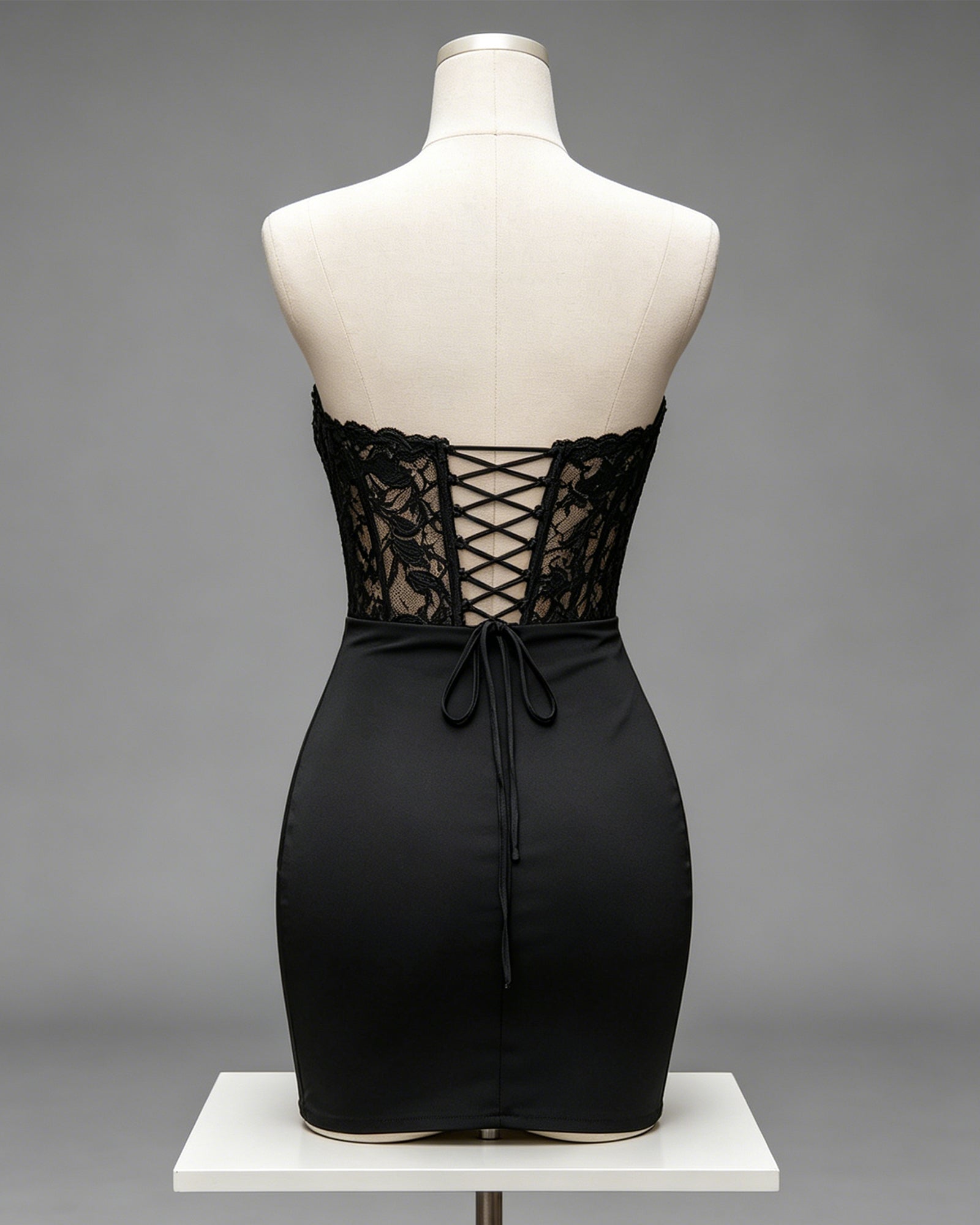 Strapless Lace Corset Bodycon Homecoming Dress - view 2
