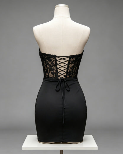 Strapless Lace Corset Bodycon Homecoming Dress - view 2
