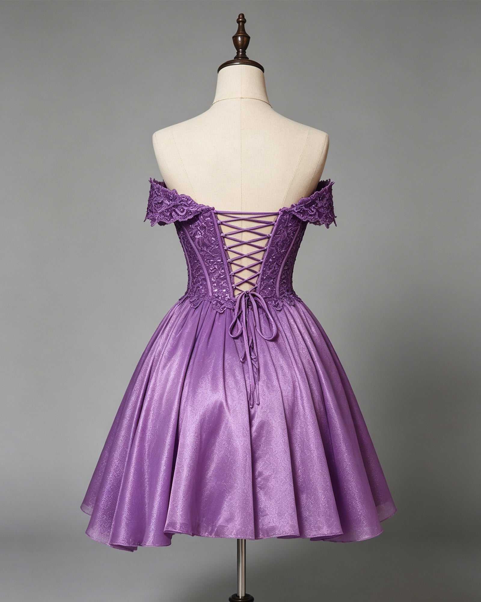 Off Shoulder Sequin Corset Skater Homecoming Dress - view 2