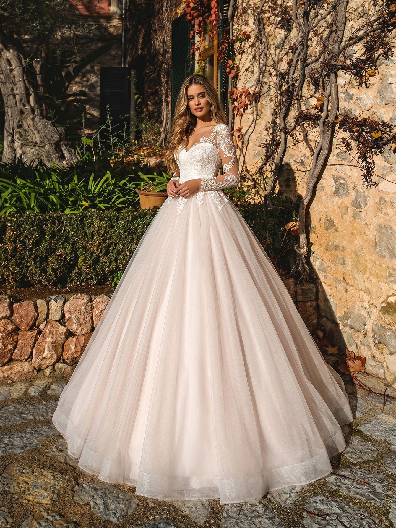strapless satin tulle ball gown wedding dress with beaded corset bodice - image 1