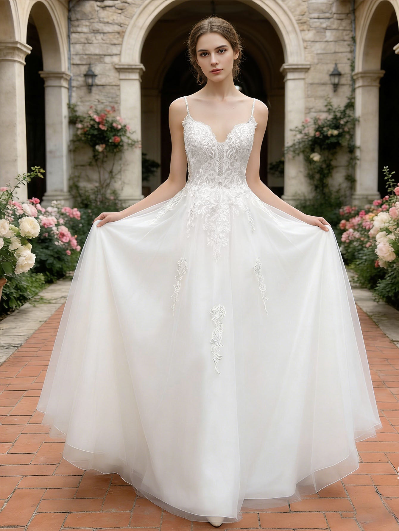strapless lace tulle ball gown wedding dress with sweetheart neckline - image 2