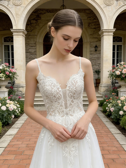 strapless lace tulle ball gown wedding dress with sweetheart neckline - image 3