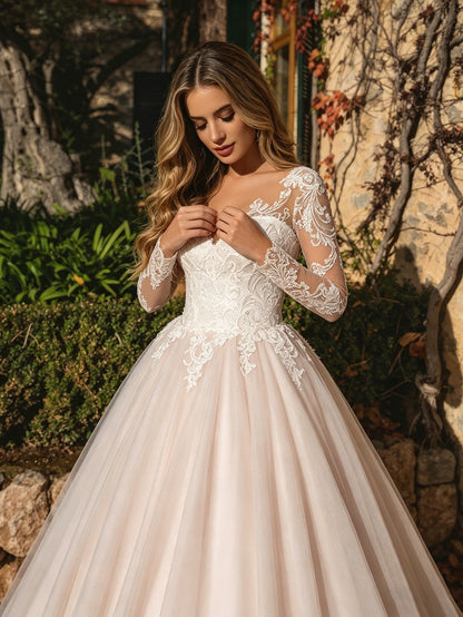 strapless satin tulle ball gown wedding dress with beaded corset bodice - image 4
