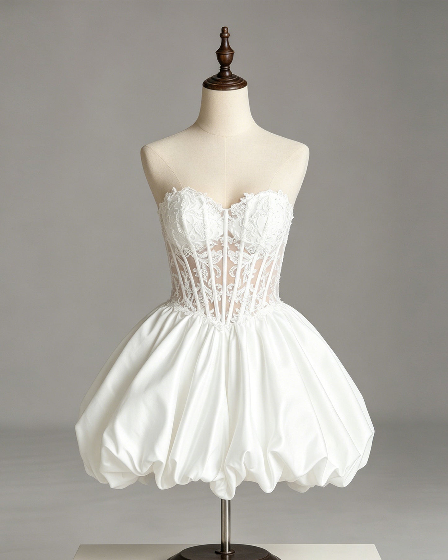 strapless lace corset bubble hem homecoming dress - view 4