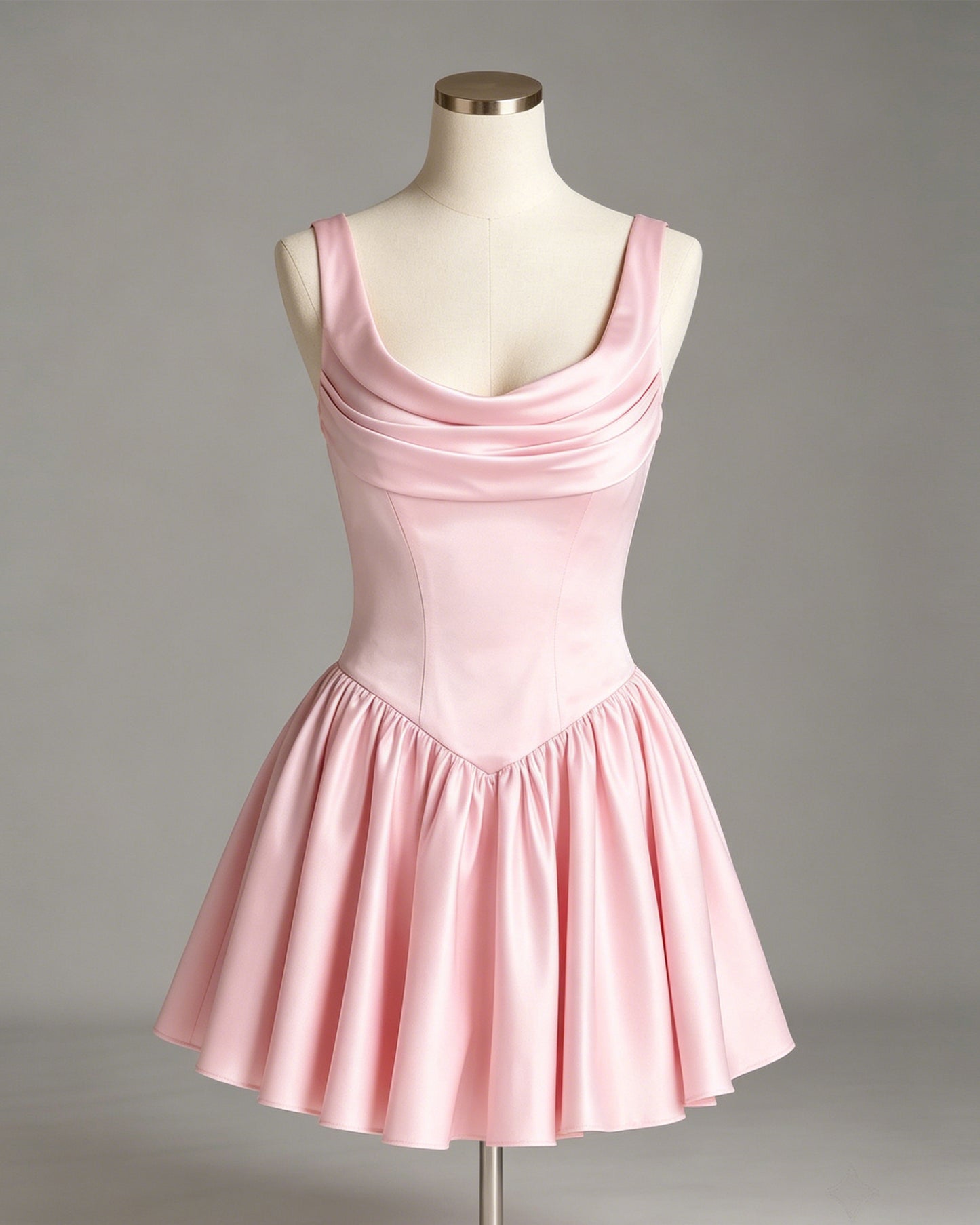 cowl neck satin corset A-line homecoming dress - view 5