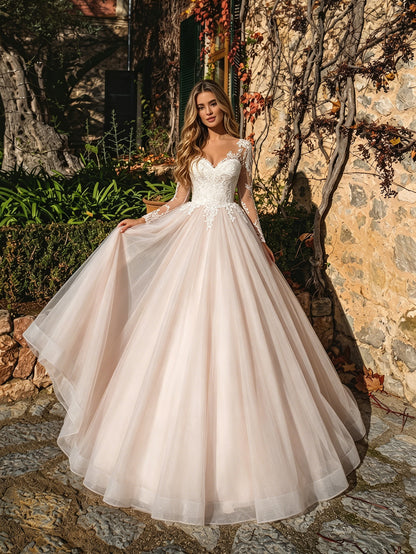 strapless satin tulle ball gown wedding dress with beaded corset bodice - image 5