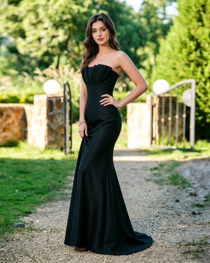 strapless pleated bodice formal dress with mermaid dress - image 5