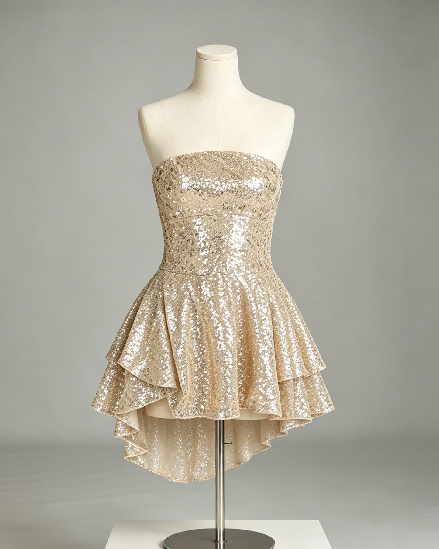 strapless sequin high low A-line homecoming dress - view 5
