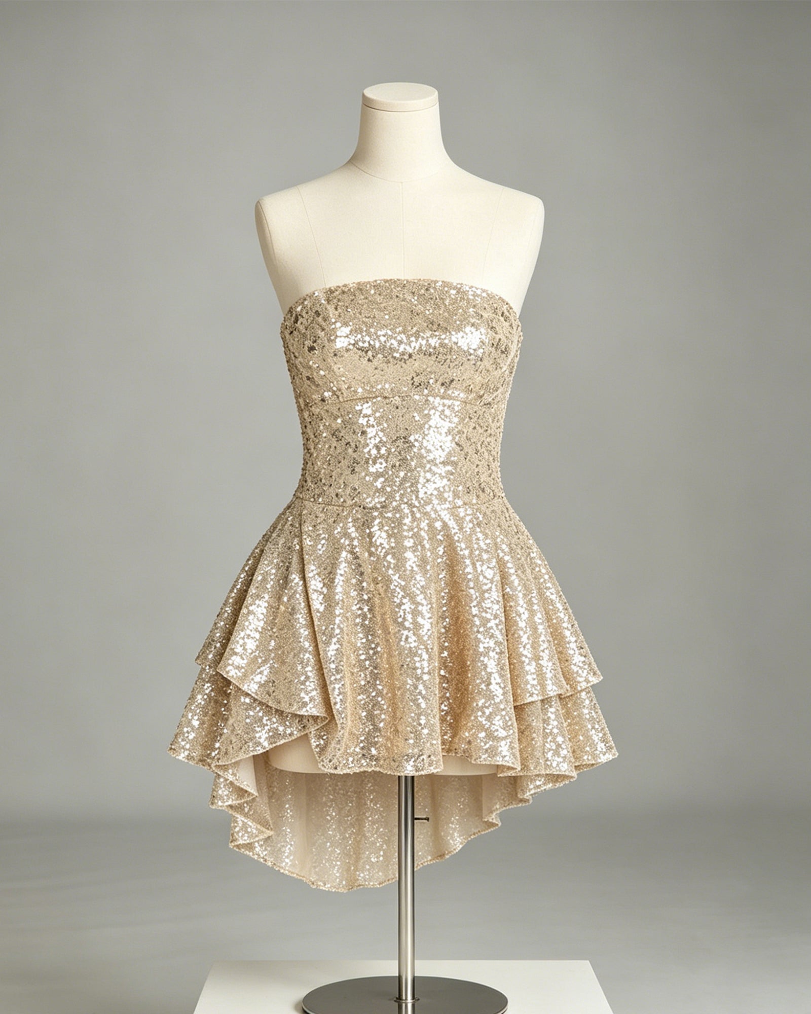 strapless sequin high low A-line homecoming dress - view 5