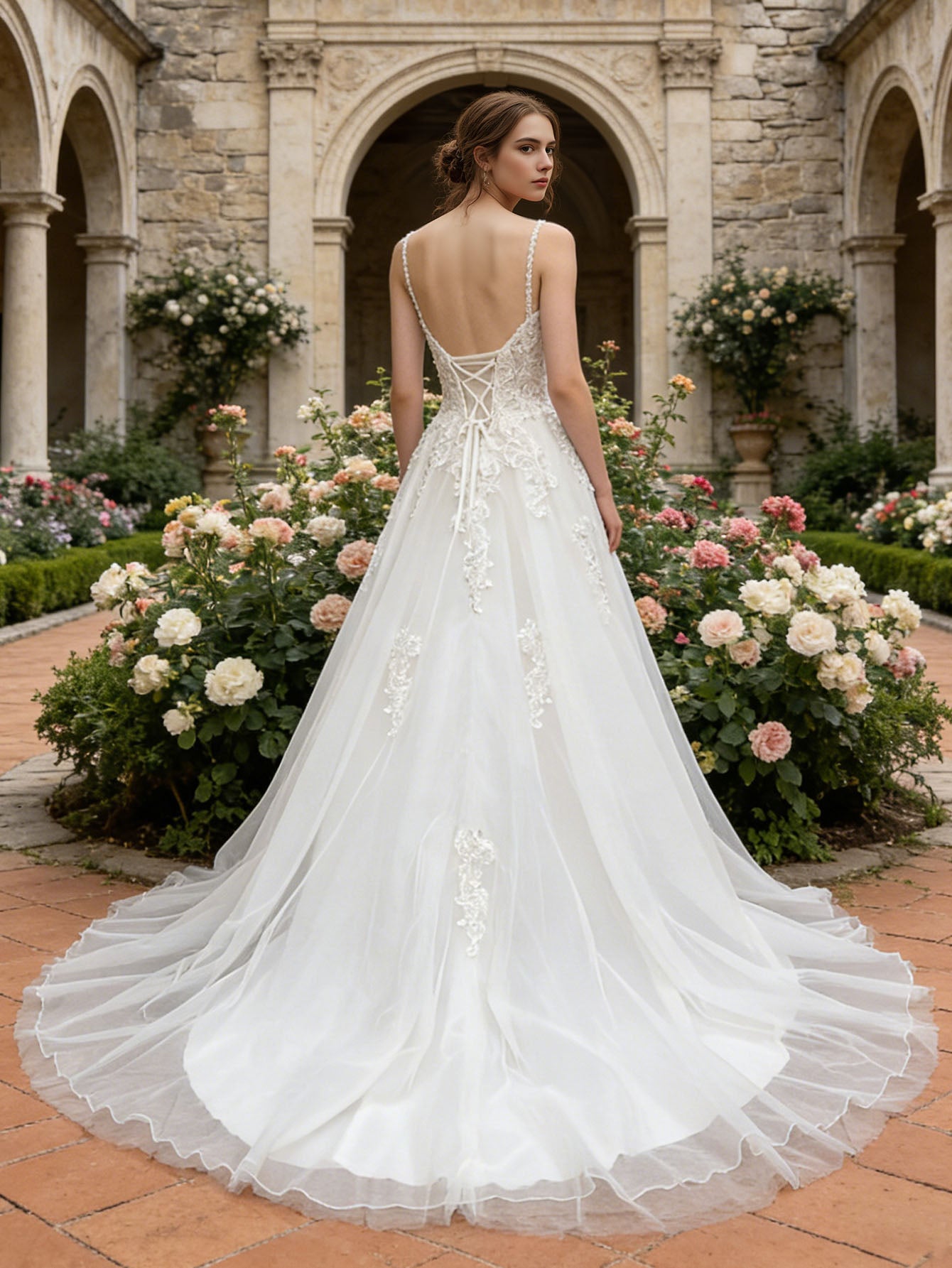 strapless lace tulle ball gown wedding dress with sweetheart neckline - image 6