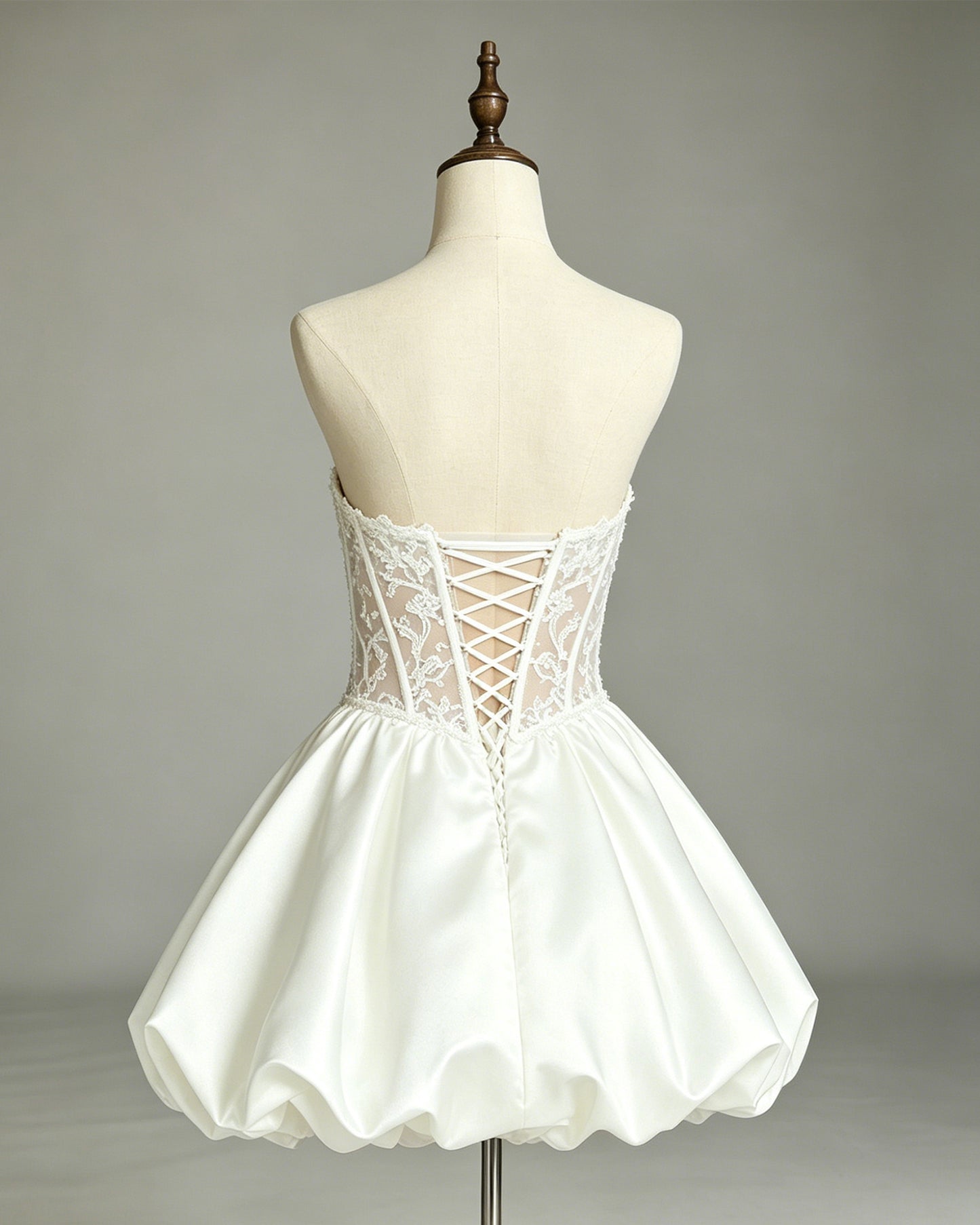 strapless lace corset bubble hem homecoming dress - view 5