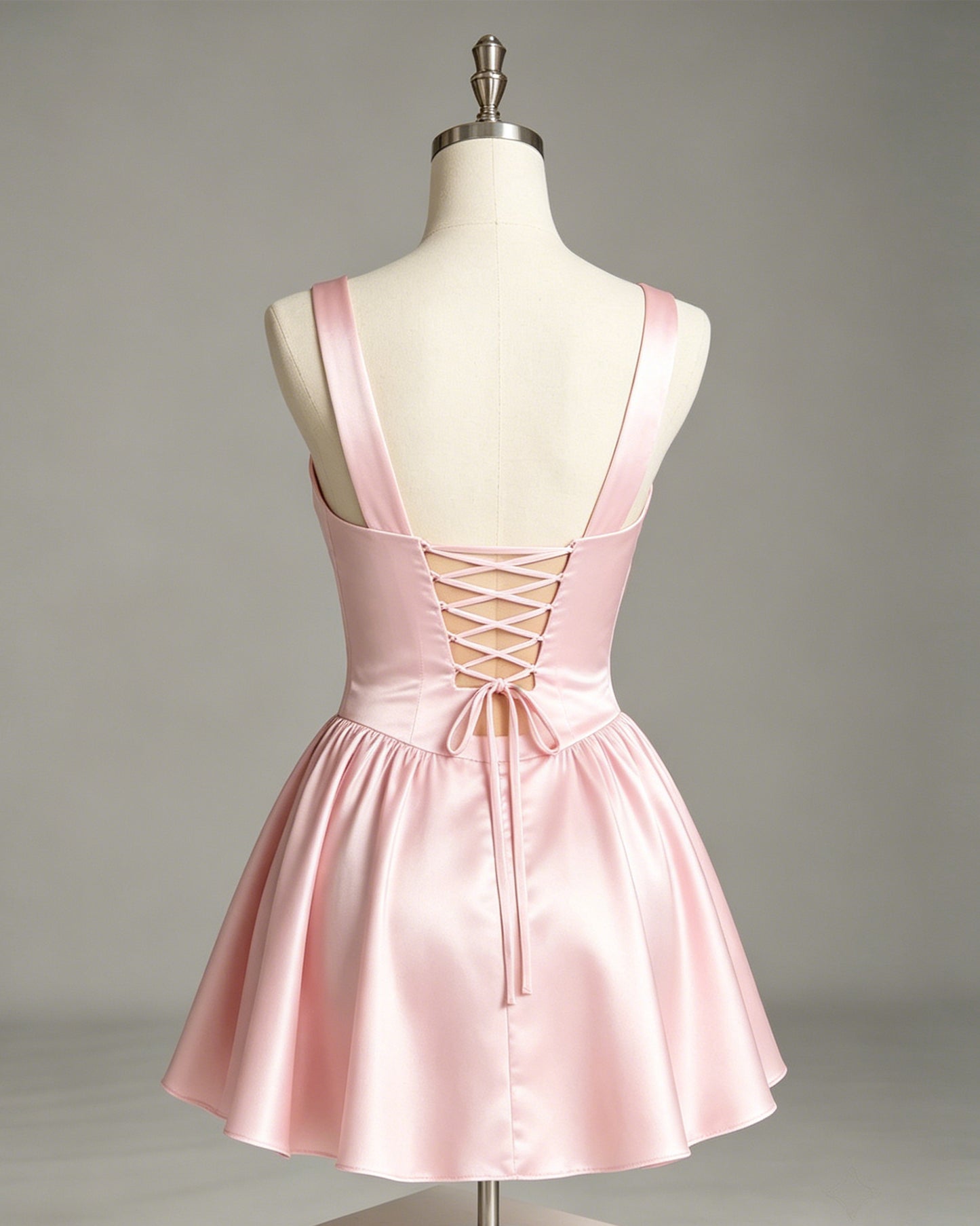 cowl neck satin corset A-line homecoming dress - view 6