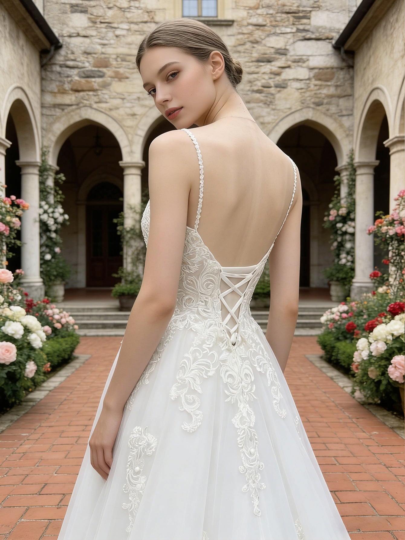 strapless lace tulle ball gown wedding dress with sweetheart neckline - image 7