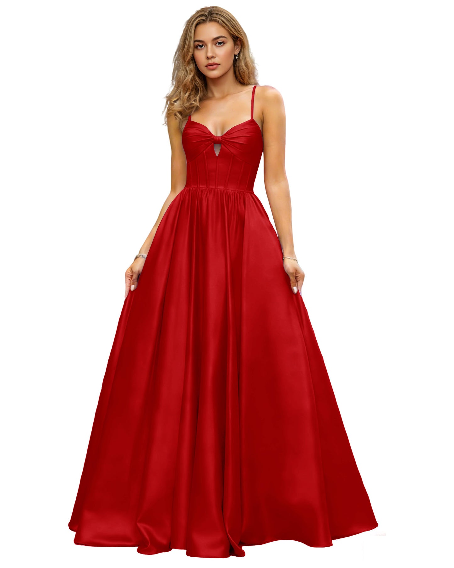 Spaghetti Strap Chiffon Empire Waist Prom Dress with Flowing dress