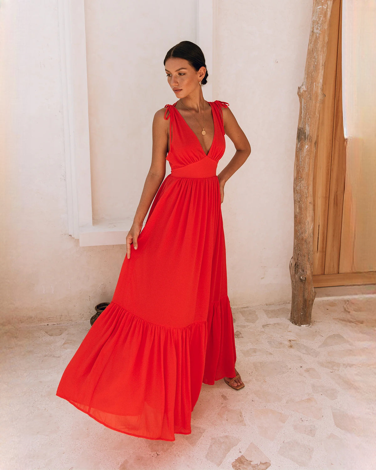 Modern Destination Formal Evening Sleeveless Chiffon A-Line Maxi Bridesmaid Dress