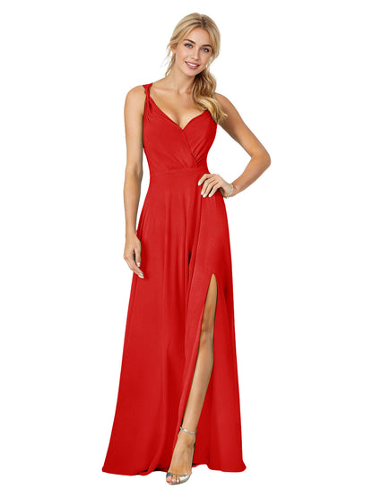 Sweetheart Chiffon Bridesmaid Dress with Spaghetti Straps and Slit