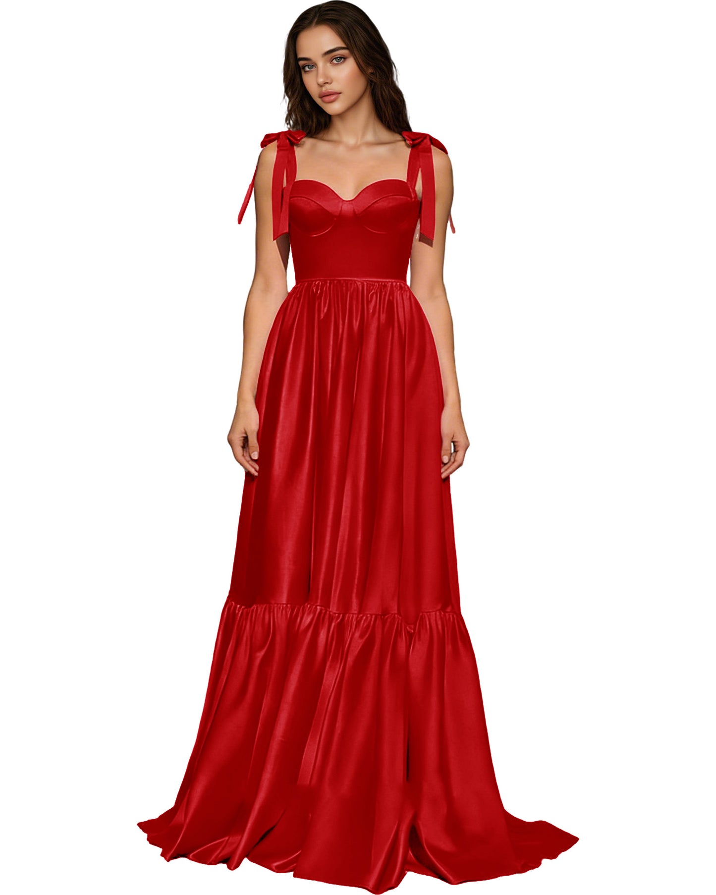 Strapless Black Tulle Ball Gown with Bow Straps and Corset Bodice