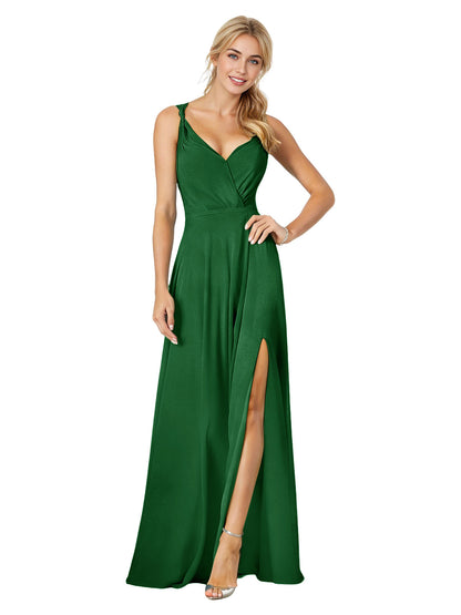 Sweetheart Chiffon Bridesmaid Dress with Spaghetti Straps and Slit