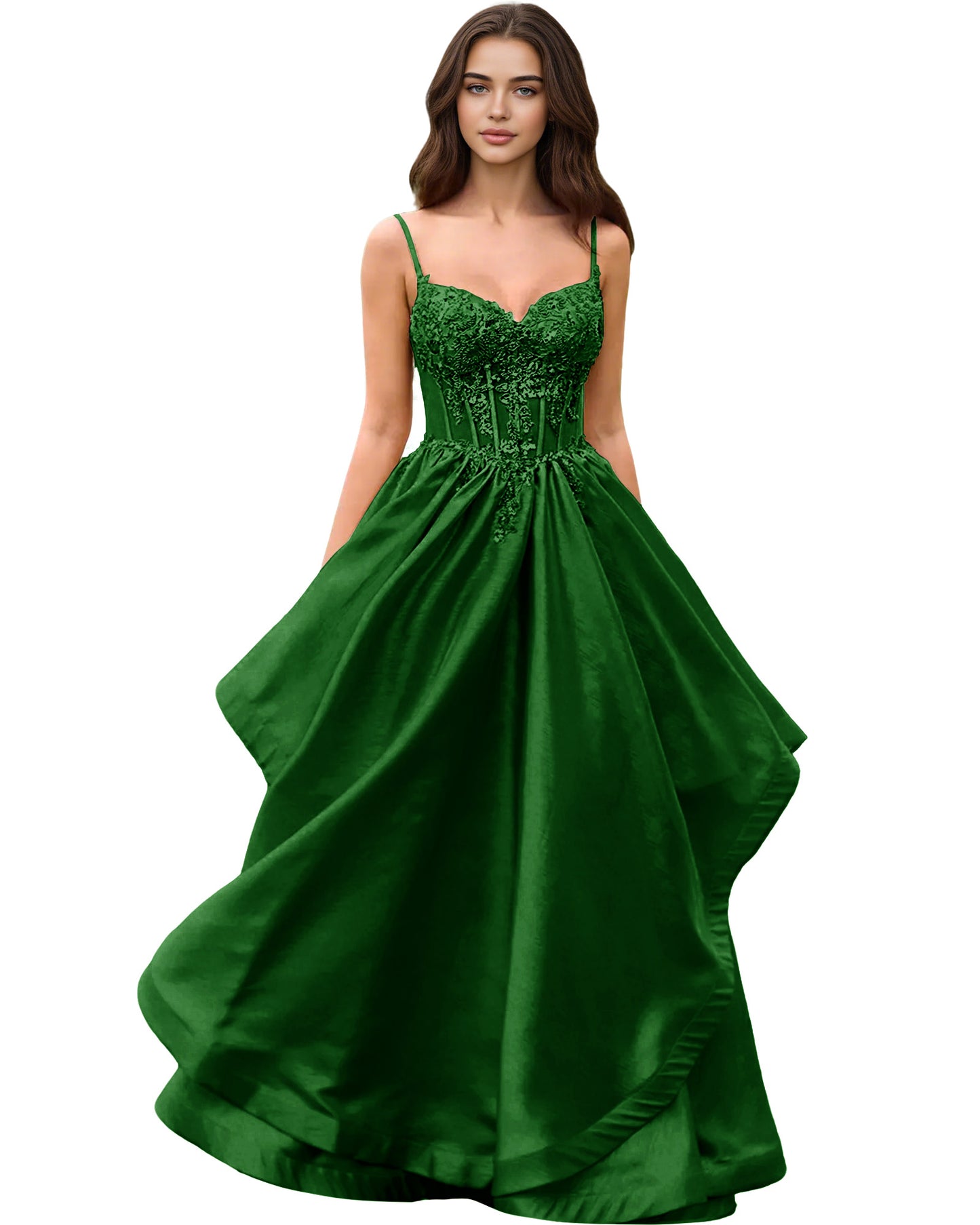 Sweetheart Glitter Tulle A-Line Prom Dress with Layered dress and Corset