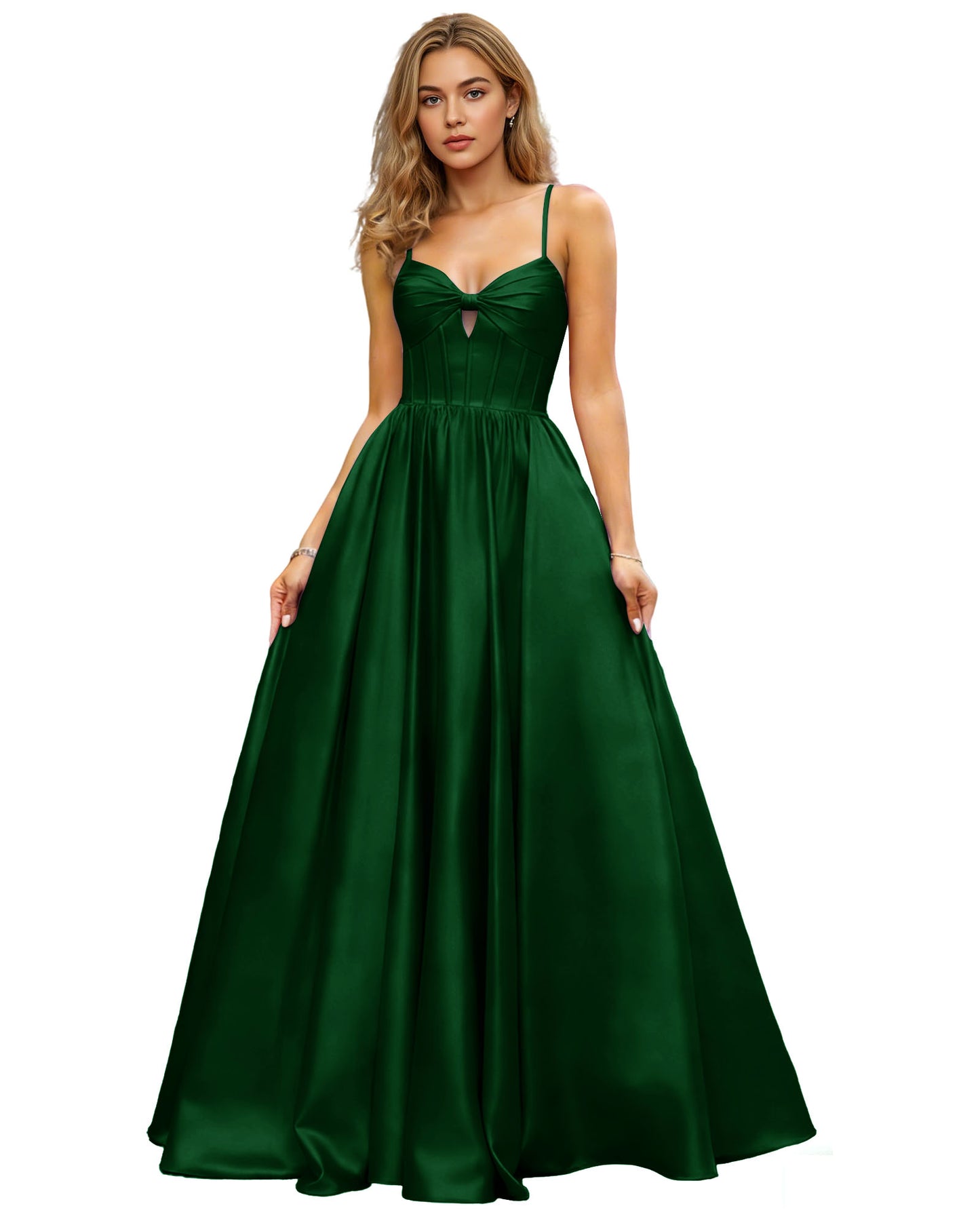 Spaghetti Strap Chiffon Empire Waist Prom Dress with Flowing dress