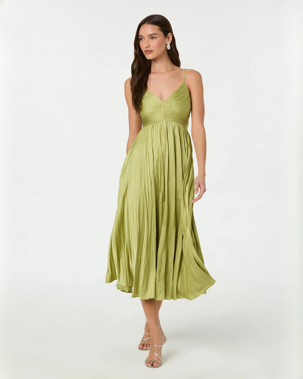 Elegant Wedding Ceremony Sleeveless Chiffon A-Line Midi Bridesmaid Dress