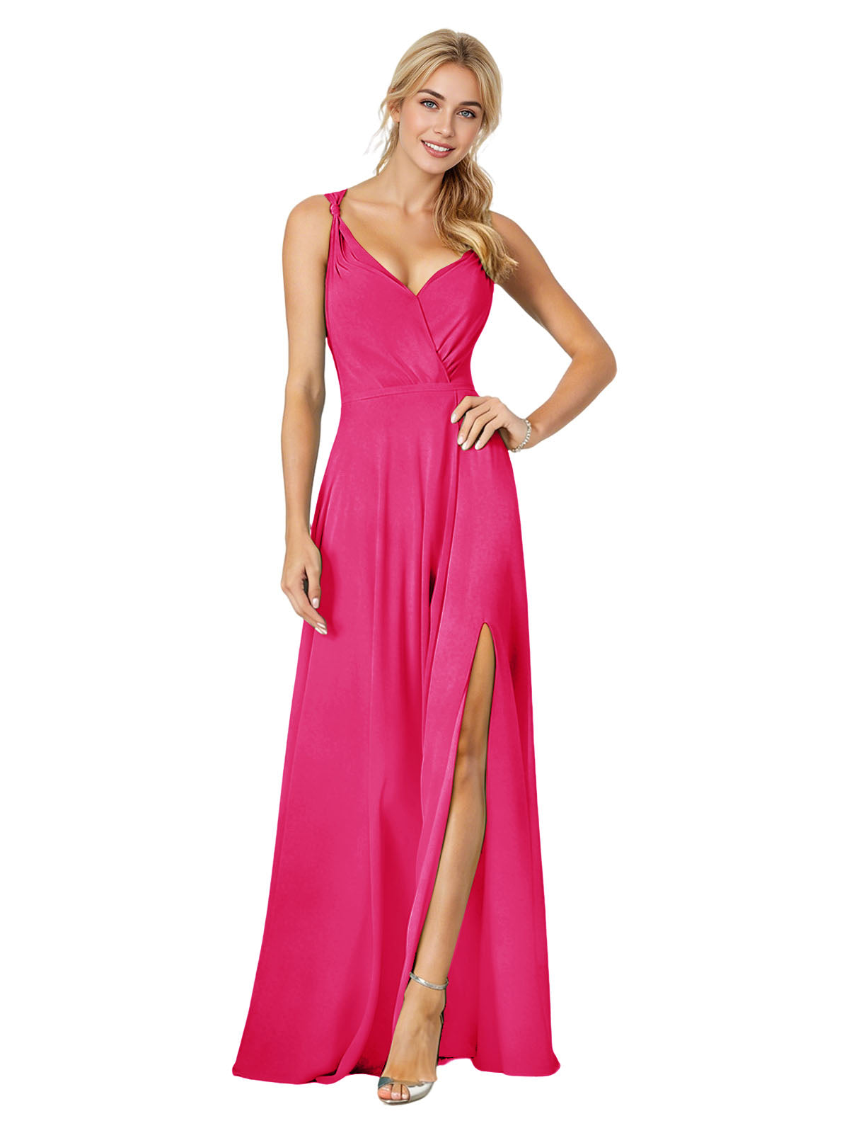 Sweetheart Chiffon Bridesmaid Dress with Spaghetti Straps and Slit